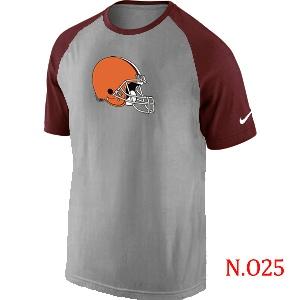 Mens Cleveland Browns Ash Tri Big Play Raglan T-Shirt Grey- Red