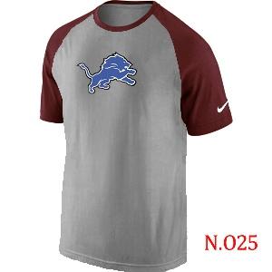 Mens Detroit Lions Ash Tri Big Play Raglan T-Shirt Grey- Red