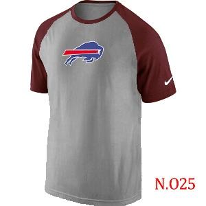 Mens Buffalo Bills Ash Tri Big Play Raglan T-Shirt Grey- Red