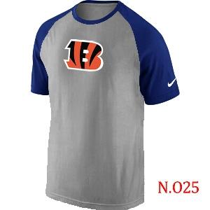 Mens Cincinnati Bengals Ash Tri Big Play Raglan T-Shirt Grey- Blue