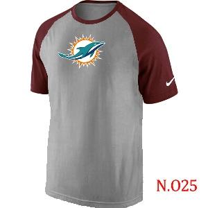 Mens Miami Dolphins Ash Tri Big Play Raglan T-Shirt Grey- Red