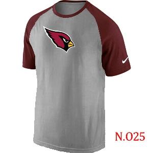 Mens Arizona Cardinals Ash Tri Big Play Raglan T-Shirt Grey- Red