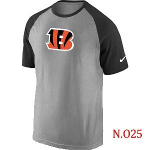 Mens Cincinnati Bengals Ash Tri Big Play Raglan T-Shirt Grey- Black