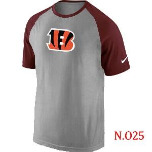 Mens Cincinnati Bengals Ash Tri Big Play Raglan T-Shirt Grey- Red