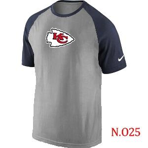 Mens Kansas City Chiefs Ash Tri Big Play Raglan T-Shirt Grey- Navy