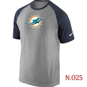 Mens Miami Dolphins Ash Tri Big Play Raglan T-Shirt Grey- Navy