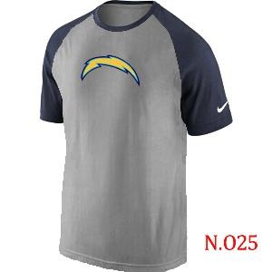 Mens San Diego Charger Ash Tri Big Play Raglan T-Shirt Grey- Navy