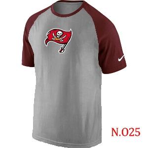 Mens Tampa Bay Buccaneers Ash Tri Big Play Raglan T-Shirt Grey- Red