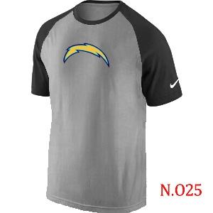 Mens San Diego Charger Ash Tri Big Play Raglan T-Shirt Grey- Black