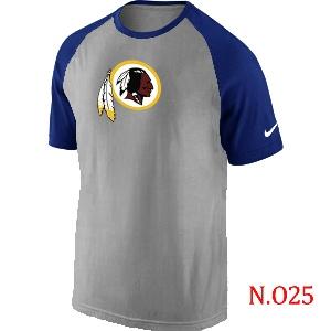 Mens Washington Red Skins Ash Tri Big Play Raglan T-Shirt Grey- Blue