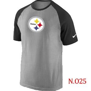 Mens Pittsburgh Steelers Ash Tri Big Play Raglan T-Shirt Grey- Black