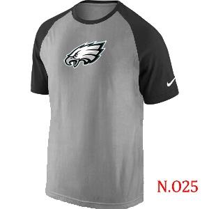 Mens Philadelphia Eagles Ash Tri Big Play Raglan T-Shirt Grey- Black