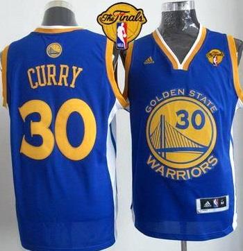 Warriors #30 Stephen Curry Blue The Finals Patch Stitched Revolution 30 NBA Jersey