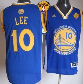 Warriors #10 David Lee Blue The Finals Patch Stitched Revolution 30 NBA Jersey