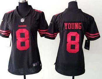 Women's Nike 49ers #8 Steve Young Black Alternate Stitched NFL Elite Jersey