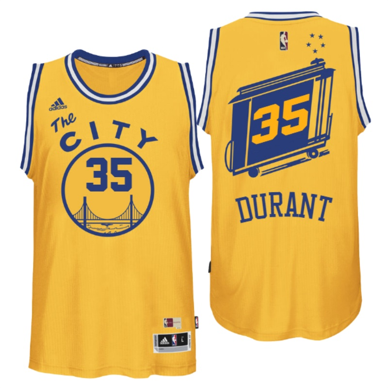 Golden State Warriors #35 Kevin Durant Hardwood Classics Swingman Gold Jersey