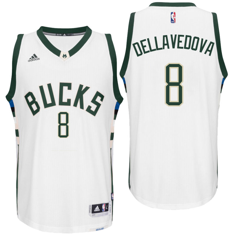 Milwaukee Bucks #8 Matthew Dellavedova Home White New Swingman Jersey