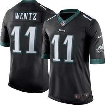 Nike Philadelphia Eagles #11 Carson Wentz Men's Stitched Nike Black Color Rush Limited Jersey