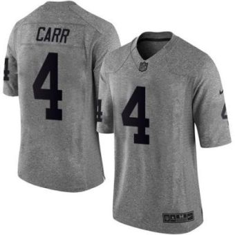 Nike Oakland Raiders #4 Derek Carr Gray Men's Stitched NFL Limited Gridiron Gray Jersey