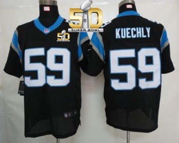 Nike Carolina Panthers #59 Luke Kuechly Black Team Color Super Bowl 50 Men's Stitched NFL Elite Jersey