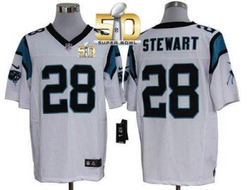 Nike Carolina Panthers #28 Jonathan Stewart White Super Bowl 50 Men's Stitched NFL Elite Jersey