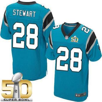 Nike Carolina Panthers #28 Jonathan Stewart Blue Alternate Super Bowl 50 Men's Stitched NFL Elite Jersey