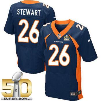 Nike Denver Broncos #26 Darian Stewart Navy Blue Alternate Super Bowl 50 Men's Stitched NFL New Elite Jersey