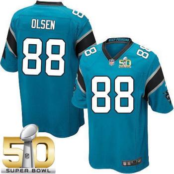 Youth Nike Panthers #88 Greg Olsen Blue Alternate Super Bowl 50 Stitched NFL Elite Jersey