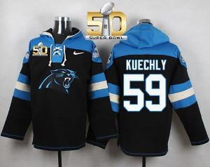 Nike Carolina Panthers #59 Luke Kuechly Black Super Bowl 50 Player Pullover NFL Hoodie