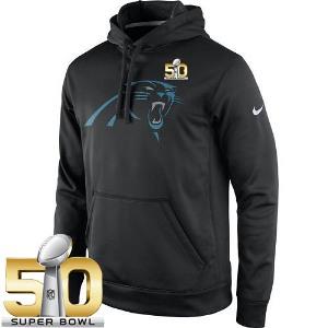 Men's Carolina Panthers Nike Black Super Bowl 50 Practice Performance Pullover Hoodie