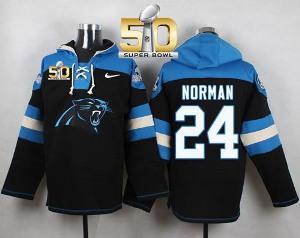 Nike Carolina Panthers #24 Josh Norman Black Super Bowl 50 Player Pullover NFL Hoodie