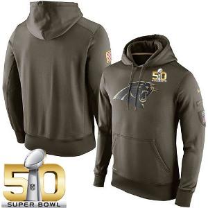 Men's Carolina Panthers Super Bowl 50 Nike Olive Salute To Service KO Performance Hoodie