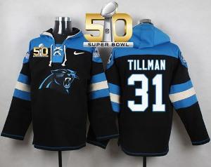 Nike Carolina Panthers #31 Charles Tillman Black Super Bowl 50 Player Pullover NFL Hoodie