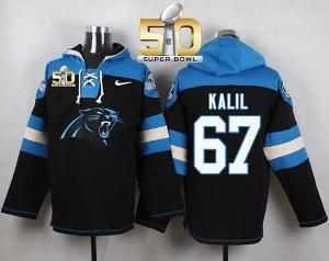 Nike Carolina Panthers #67 Ryan Kalil Black Super Bowl 50 Player Pullover NFL Hoodie