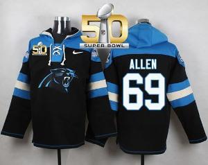 Nike Carolina Panthers #69 Jared Allen Black Super Bowl 50 Player Pullover NFL Hoodie