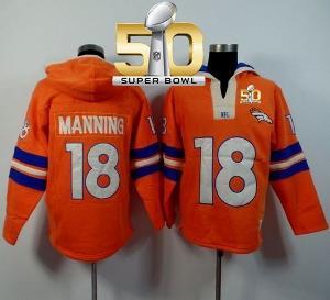 Denver Broncos #18 Peyton Manning Orange Super Bowl 50 Player Winning Method Pullover NFL Hoodie