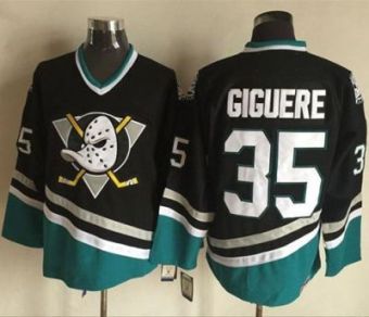 Anaheim Ducks #35 Jean-Sebastien Giguere PurpleTurquoise CCM Throwback Stitched NHL Jersey