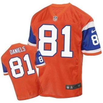 Nike Denver Broncos #81 Owen Daniels Orange Throwback Men's Stitched NFL Elite Jersey