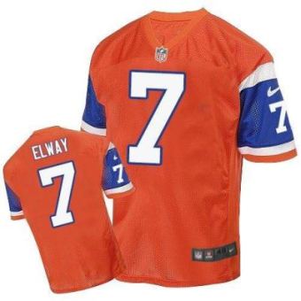 Nike Denver Broncos #7 John Elway Orange Throwback Men's Stitched NFL Elite Jersey