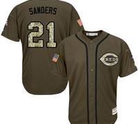 Cincinnati Reds #21 Reggie Sanders Green Salute to Service Stitched Baseball Jersey