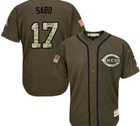 Cincinnati Reds #17 Chris Sabo Green Salute to Service Stitched Baseball Jersey