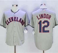 Cleveland Indians #12 Francisco Lindor Grey New Cool Base Stitched MLB Jersey