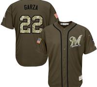 Milwaukee Brewers #22 Matt Garza Green Salute to Service Stitched Baseball Jersey