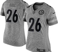 Women Nike Steelers #26 Le'Veon Bell Gray Stitched NFL Limited Gridiron Gray Jersey