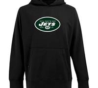 Antigua New York Jets Signature Black Pullover Hoodie