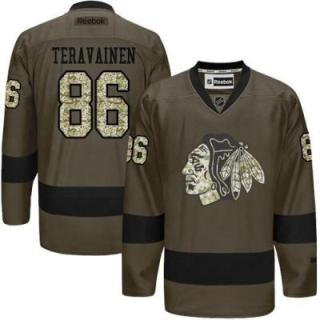 Chicago Blackhawks #86 Teuvo Teravainen Green Salute To Service Men's Stitched Reebok NHL Jerseys