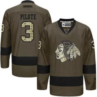 Chicago Blackhawks #3 Pierre Pilote Green Salute To Service Men's Stitched Reebok NHL Jerseys