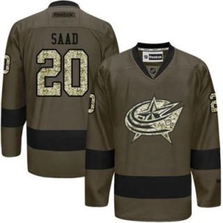 Columbus Blue Jackets #20 Brandon Saad Green Salute To Service Men's Stitched Reebok NHL Jerseys