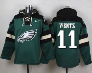 Nike Philadelphia Eagles #11 Carson Wentz Midnight Green Player Pullover Hoodie