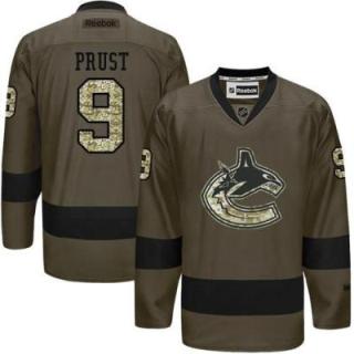 Vancouver Canucks #9 Brandon Prust Green Salute To Service Men's Stitched Reebok NHL Jerseys